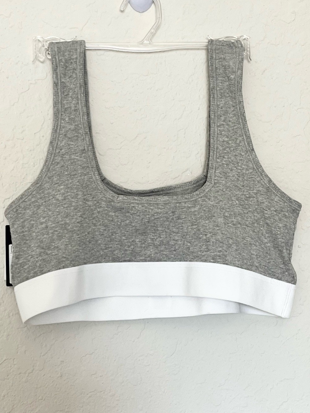 GapBody Cotton Rib Bralette Gray White Logo Band NEW Size Large Clean Girl - Picture 6 of 6